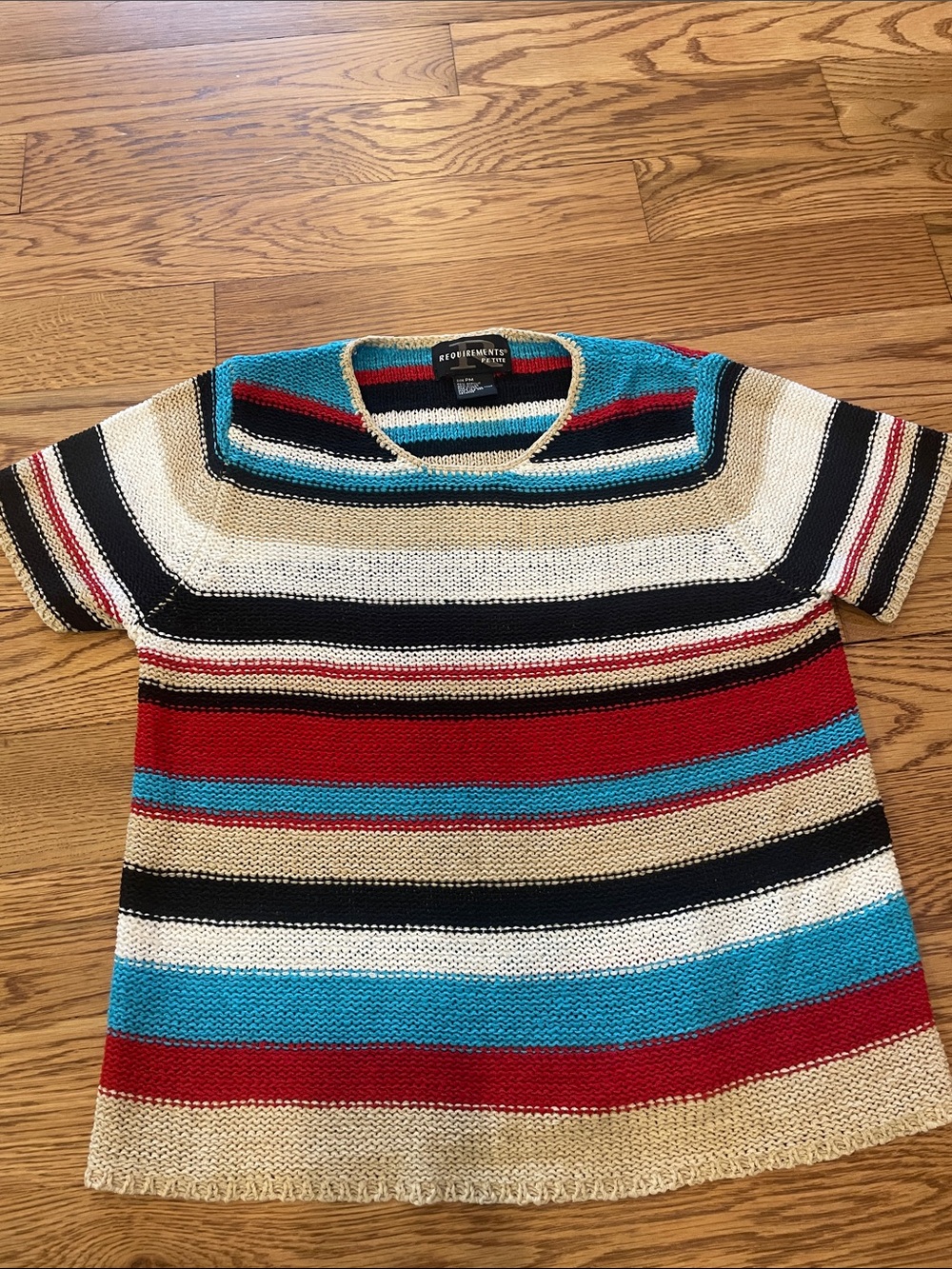 Requirements Multicolor Striped Knit Top - Red, Turquoise, Cream, Black
